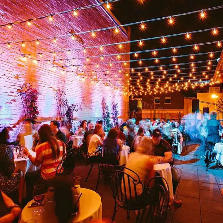 Plonk in Montana, with a patio strung overhead with twinkling lights