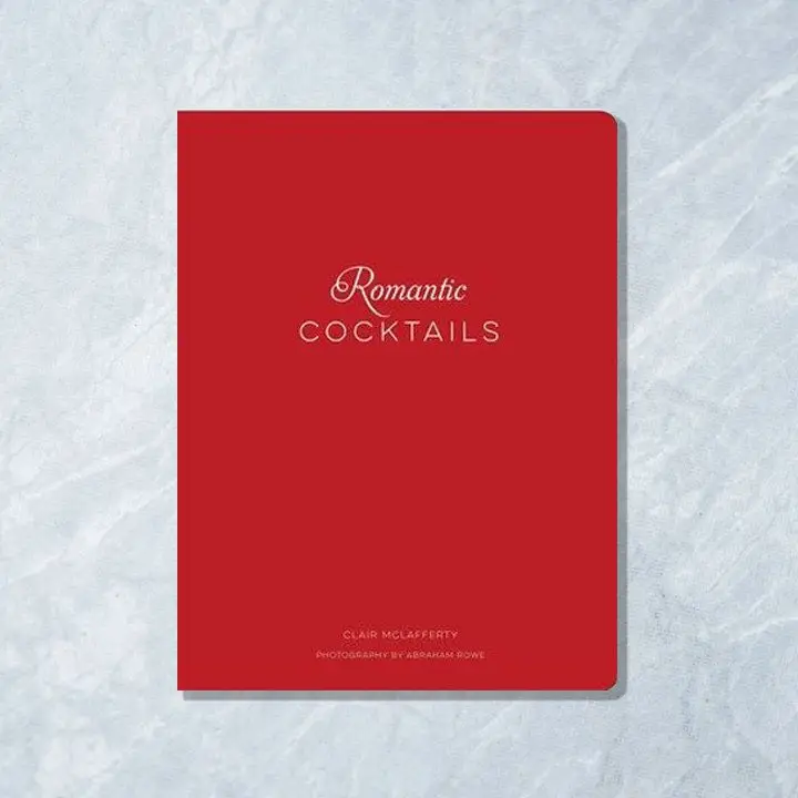 Romantic cocktails cover featuring a blood red background and fine white text