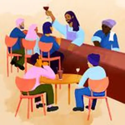 Sermon on the Mount in a Bar illustration