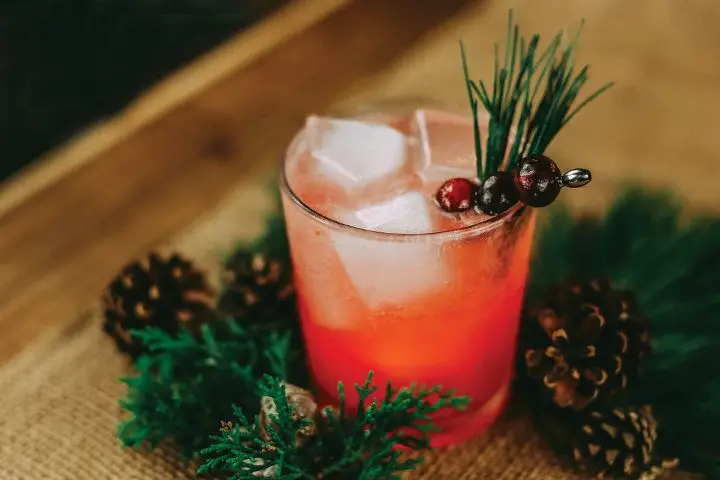 Drink with holiday garnishes
