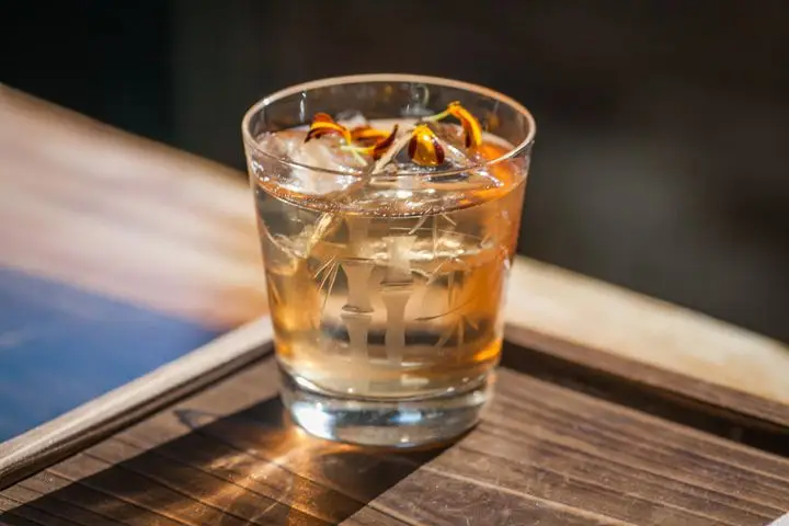 Remedy, a spirit-free cocktail at Kumiko, including kinmokusei from Rare Tea Cellar.