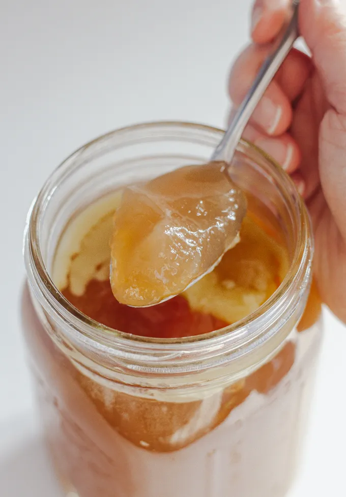 Gelatinous chicken feet broth' title='Chicken Feet Bone Broth Recipe