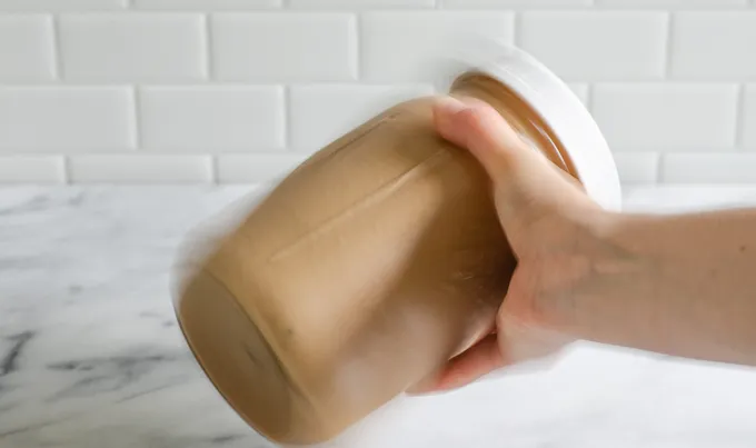 Shaking the jar to make a mocha shakerato.' title='Mocha Frappuccino Recipe