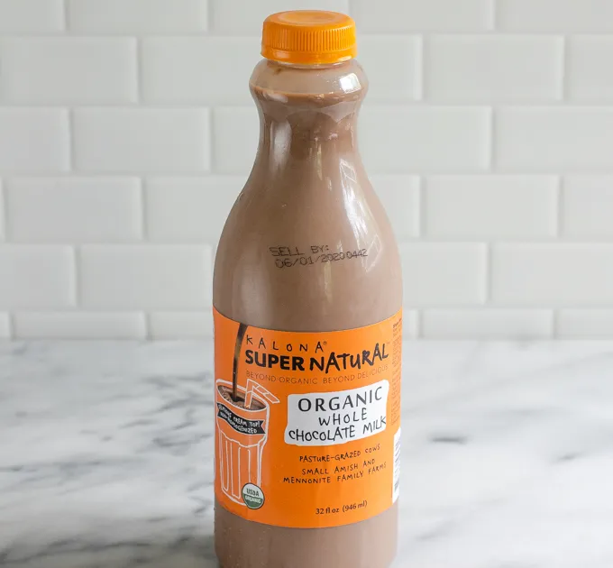 A bottle of Kalona SuperNatural organic chocolate milk.' title='Mocha Frappuccino Recipe