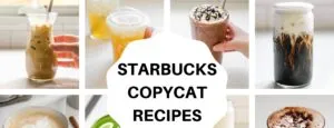 A photo collage of different Starbucks copycat recipes.' title='Peppermint Mocha Starbucks Recipe
