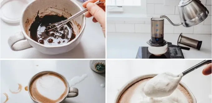 Step for making a caffe mocha at home.' title='How to Make a Mocha Latte (Easy Homemade Recipe)