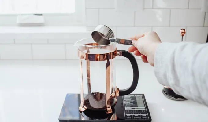 Brewing espresso in a French press.' title='Oat Milk Latte