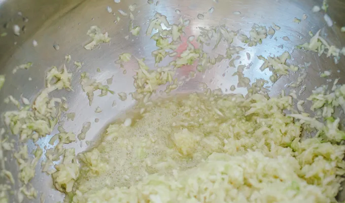 The massaged cabbage.' title='Easy Spicy Sauerkraut Recipe