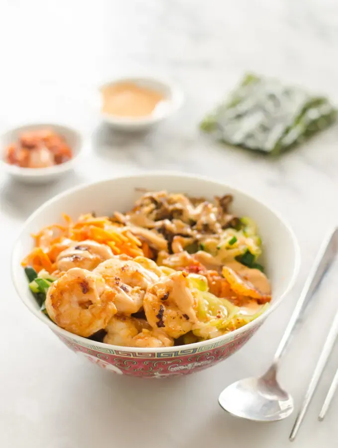 Spicy Korean Shrimp Rice Bowl Recipe' title='Korean Inspired Shrimp Rice Bowls