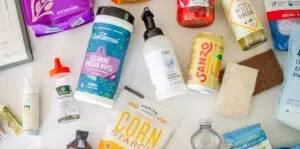 Some of the best Thrive Market products laid out on a white countertop.' title='Top 50 Best Thrive Market Products to Buy in 2024