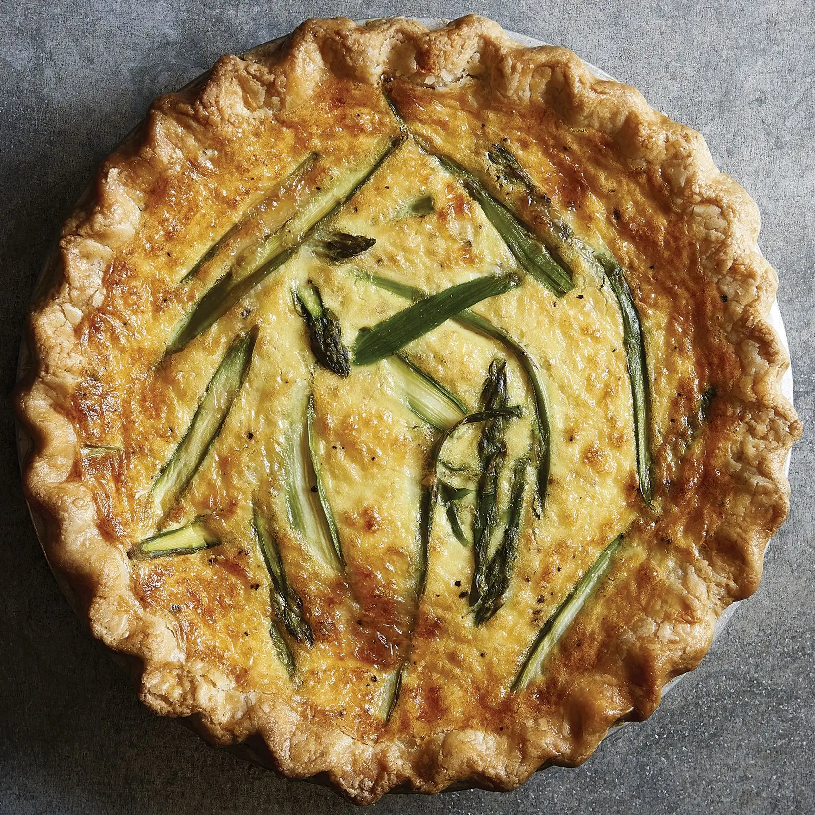 Asparagus and fontina quiche.