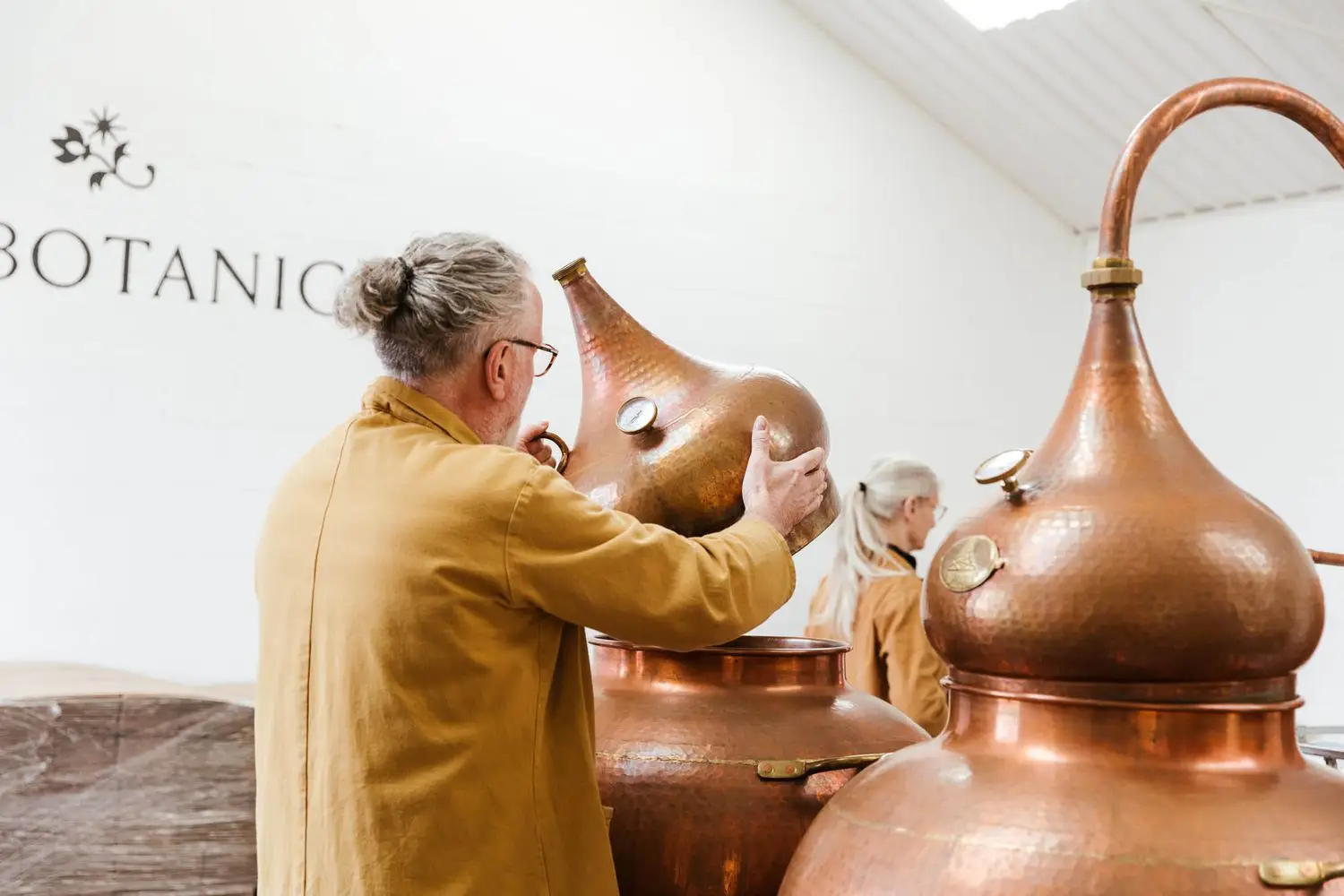 Chris and Rose Bax building a still at Box Botanics