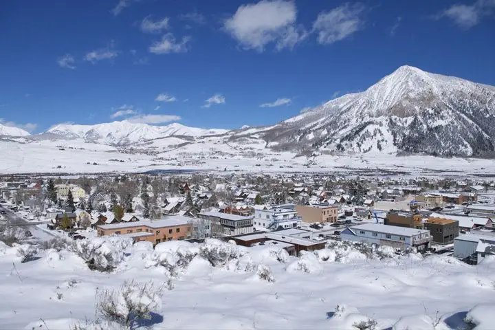 A wide angle view of Crested Butte, Colorado, where Montanya Distillery is located