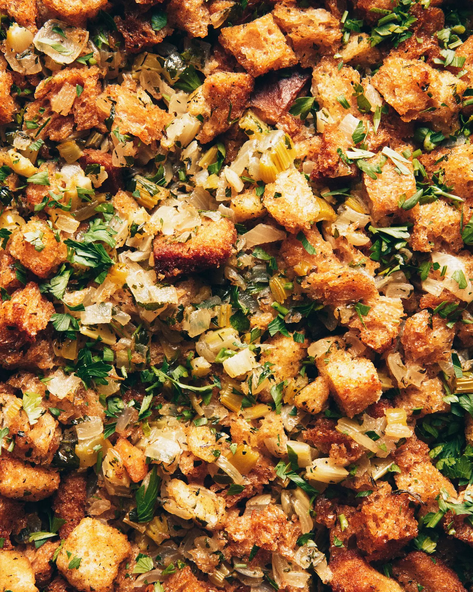 Stuffing topped with chopped parsley.