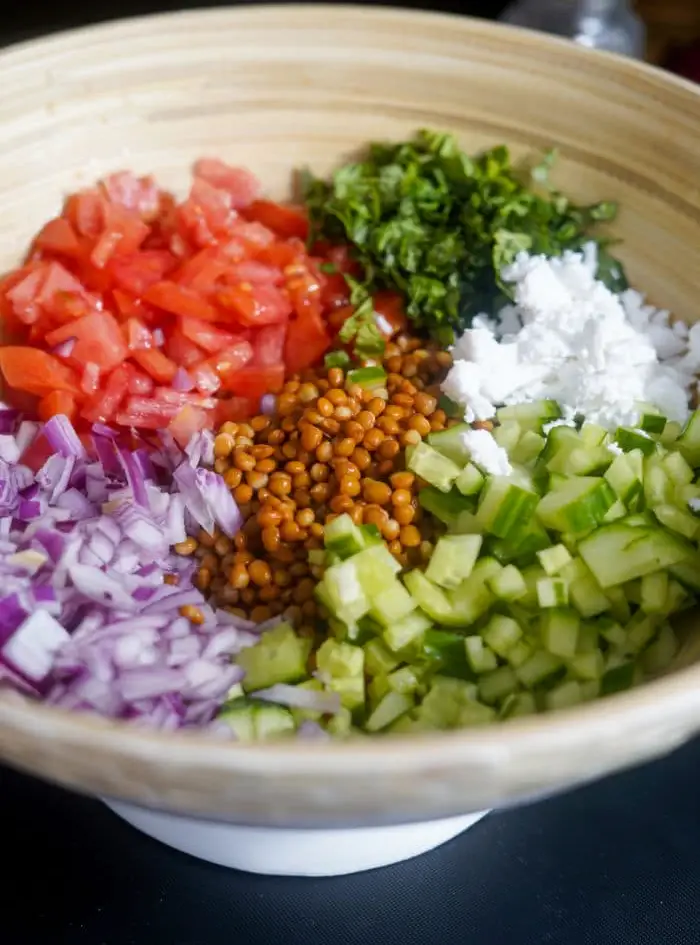 Salade végétalienne de lentilles au citron