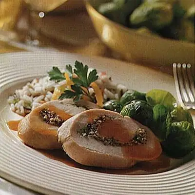 Roulade de peru assada no forno