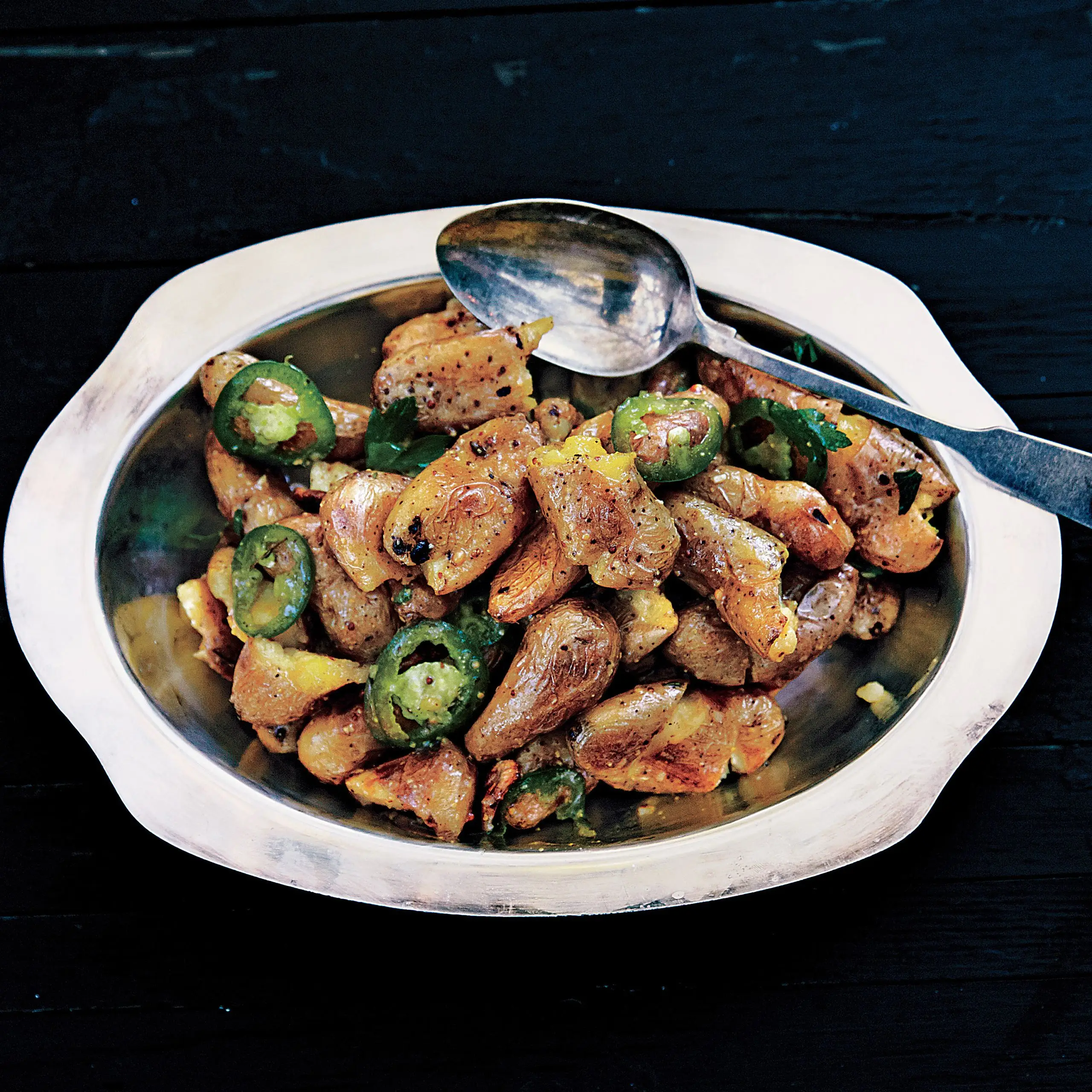 Fardlings esmagados com jalapeños