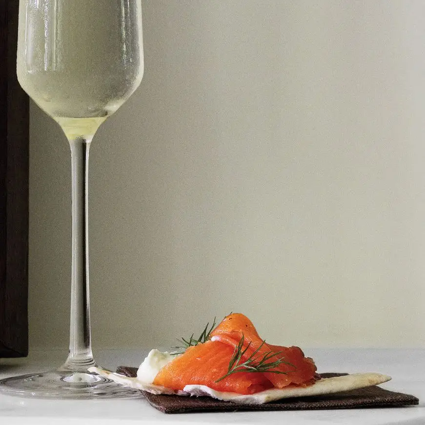 Arctic Char gravlax com toranja branca