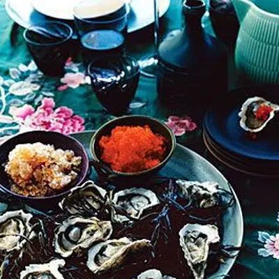 Oysters Kumamoto com Ponzu Granita e Tobiko