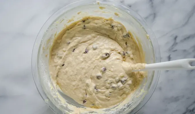 Batter for the sourdough banana bread all mixed up.' title='Sourdough Banana Bread