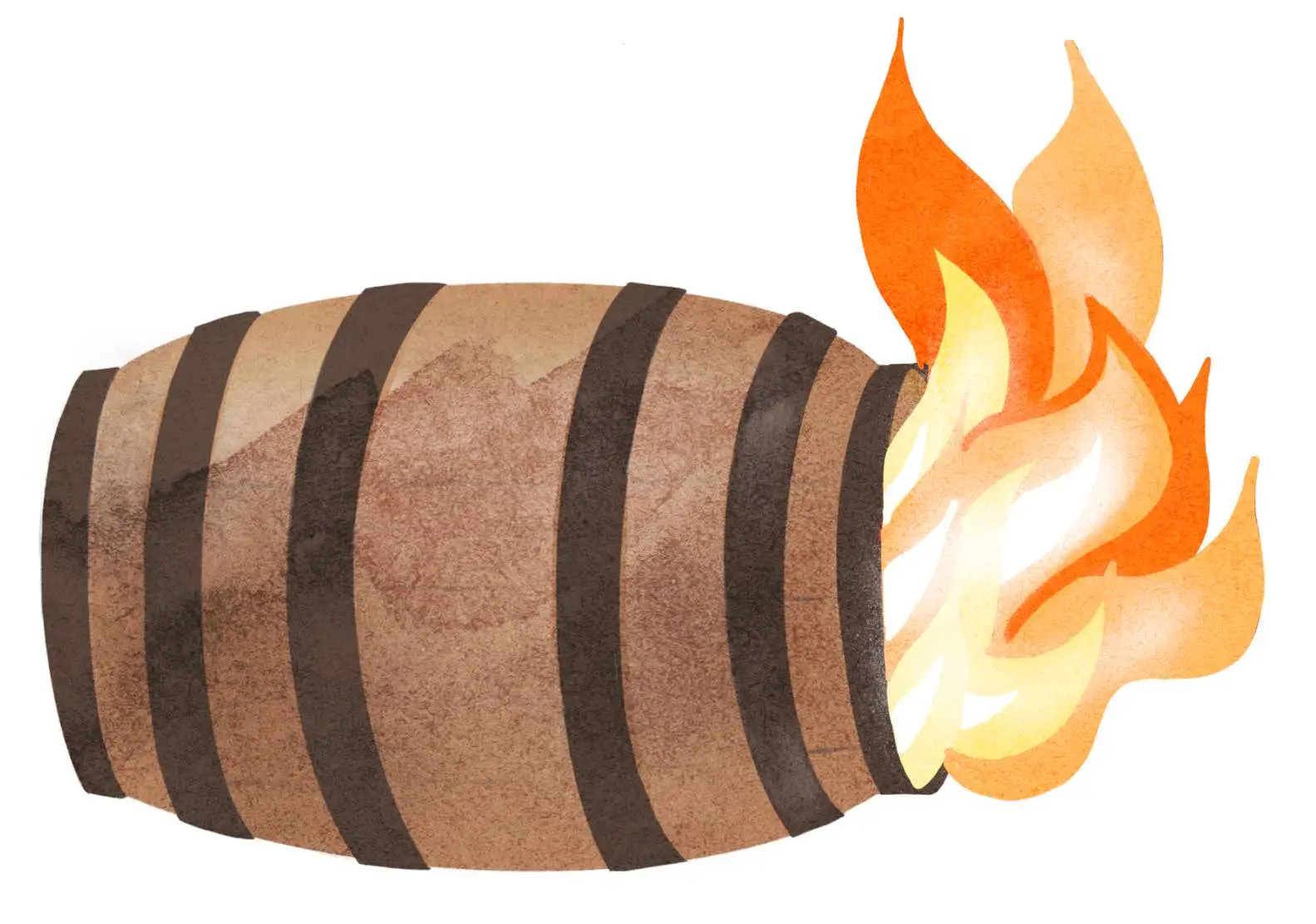 Bourbon barrel on fire