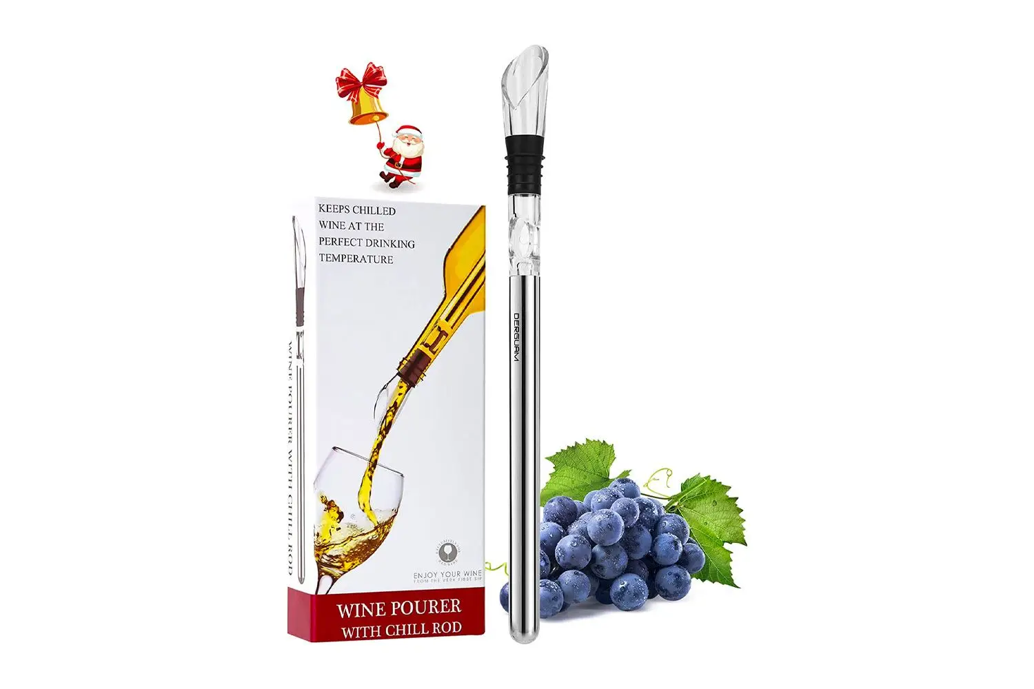 DERGUAM 3-in-1 Stainless Steel Wine Chiller with Wine Aerator and Wine Pourer, Wine Chiller Stick Wine Chiller Rod Fits in all Standard-sized Bottles, for...
