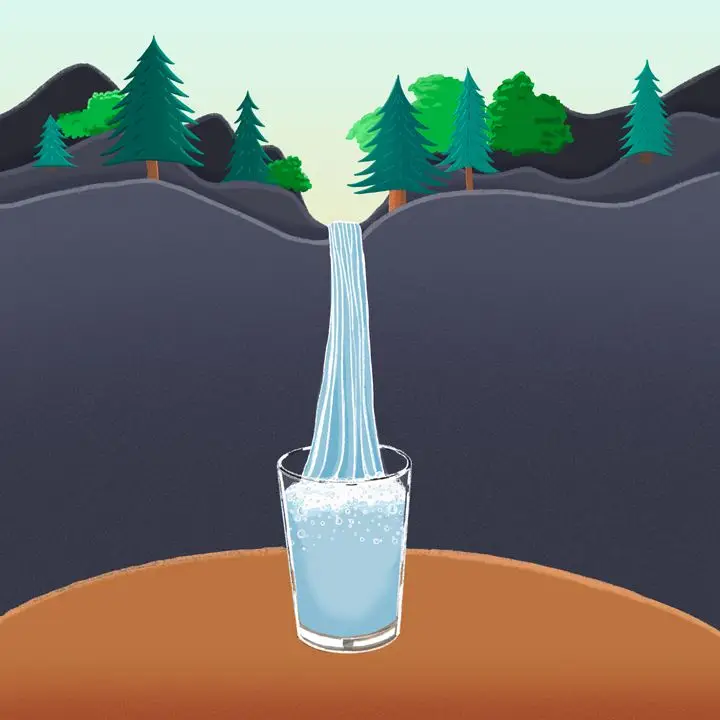 Water flowing into a glass