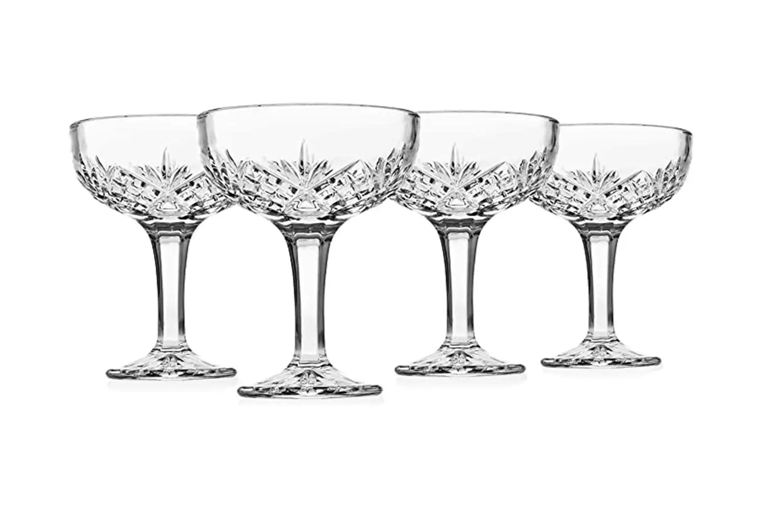 Godinger Champagne Coupe Barware Glasses - Set of 4, 6oz., Dublin Crystal Collection