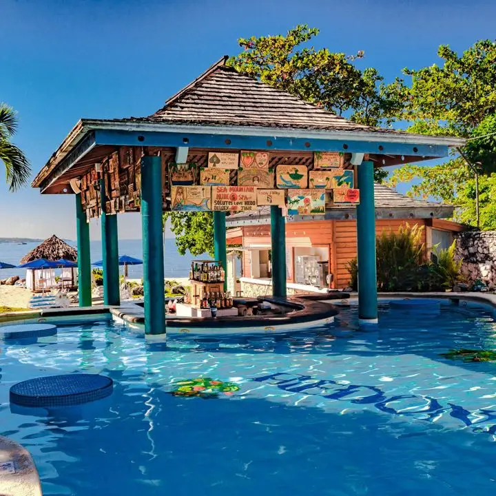 Hedonism II swim-up bar in Jamaica