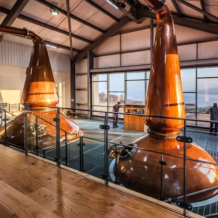Ardnahoe Distillery with two massive stills