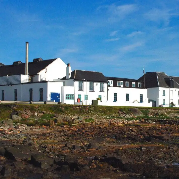 Bruichladdich Distillery with the island