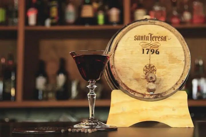 Cocktail made with barrel-aged Santa Teresa 1796 rum using fermentation at Mother