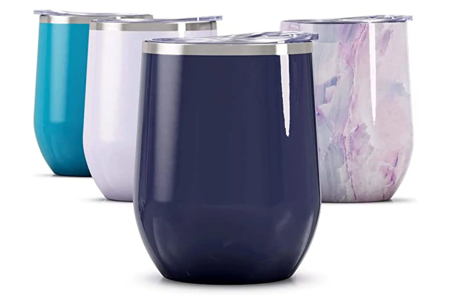 Maars Bev Stainless Steel Stemless Wine Glass Tumbler with Lid