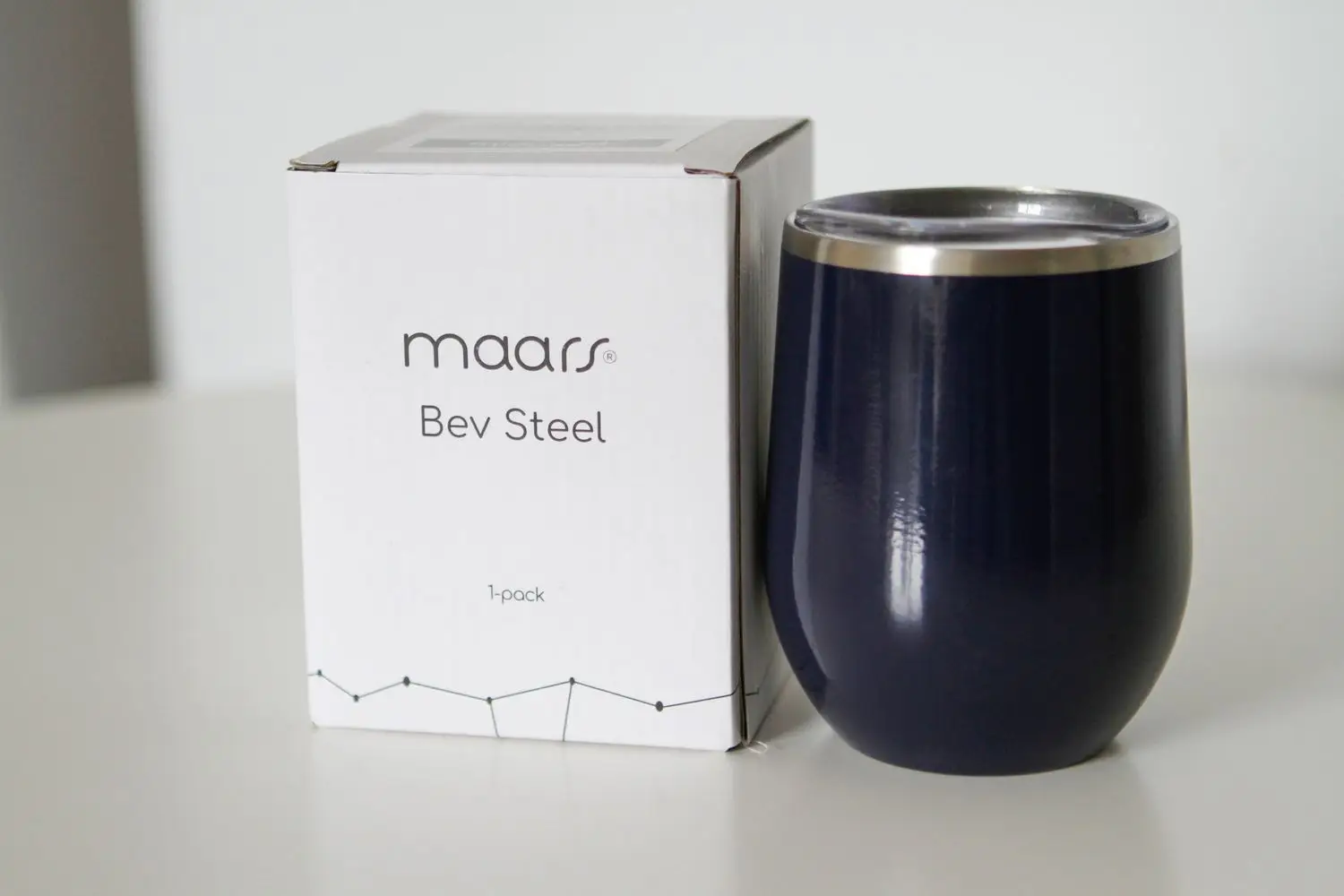 Maars Bev Stainless Steel Stemless Wine Glass Tumbler with Lid