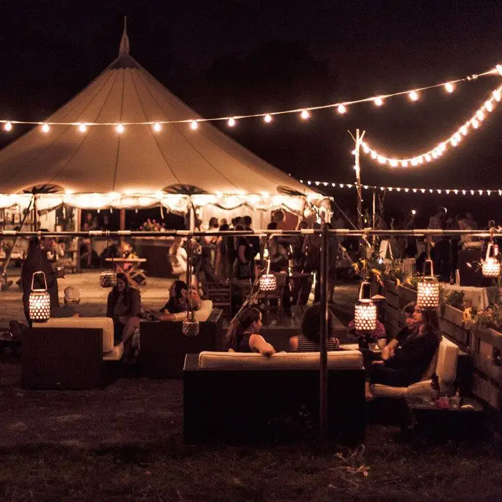 Firelight Camps lobby tent and outdoor bar