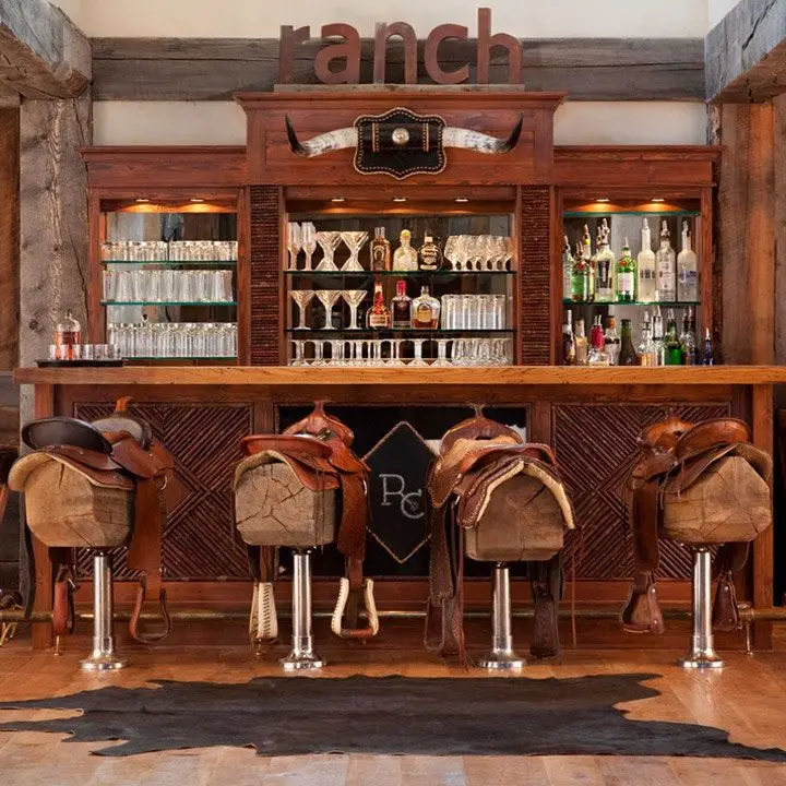 The Ranch at Rock Creek bar with saddled bar stools