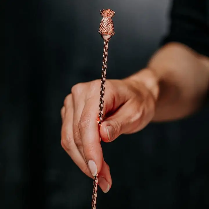 New Star Foodservice Stainless Steel Bar Spoon with Red Knob