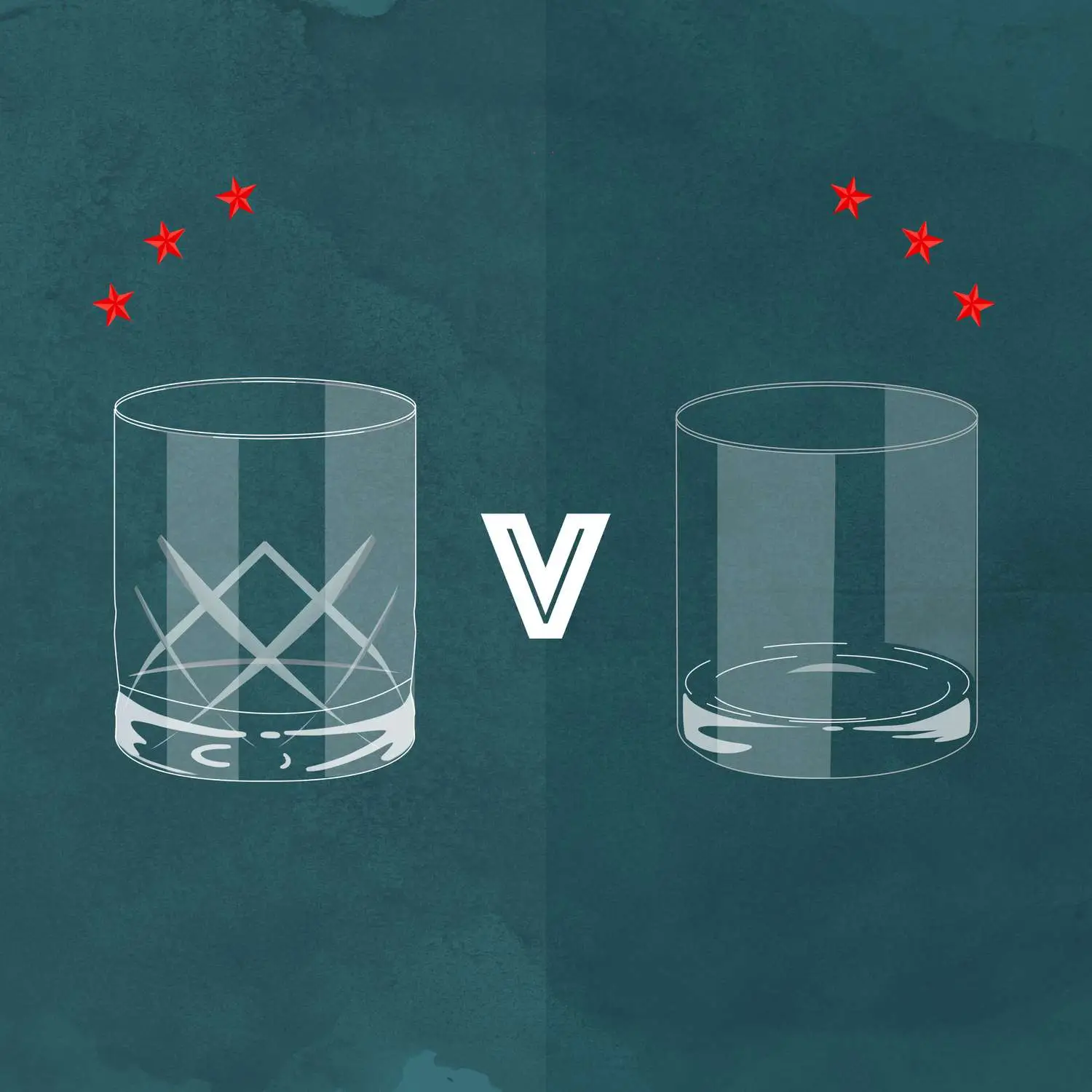 Qual é a diferença entre um vidro de rochas e um vidro antiquado?