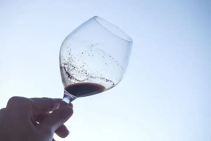 Wine glass with sediment
