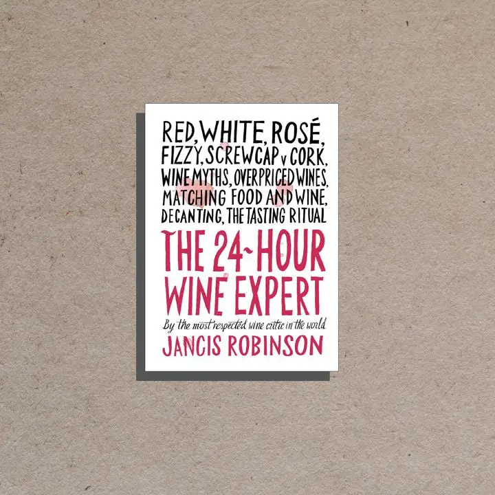 24-Hour Wine Expert cover, white background with large all-caps black and pink text