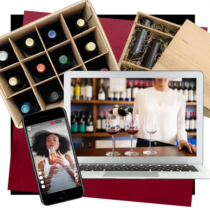 photo composite of wine bottles