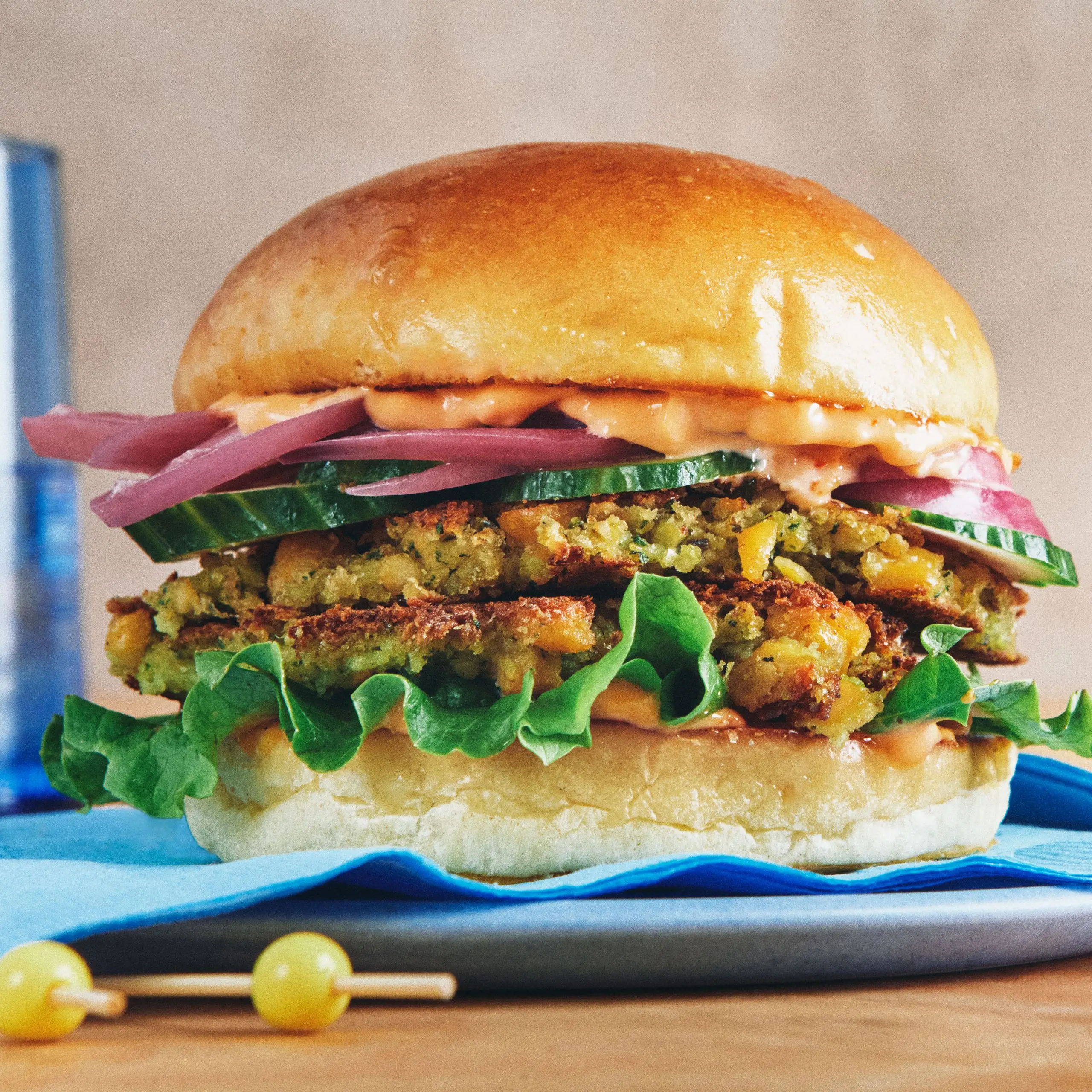 Hambúrgueres verdes de smash de falafel