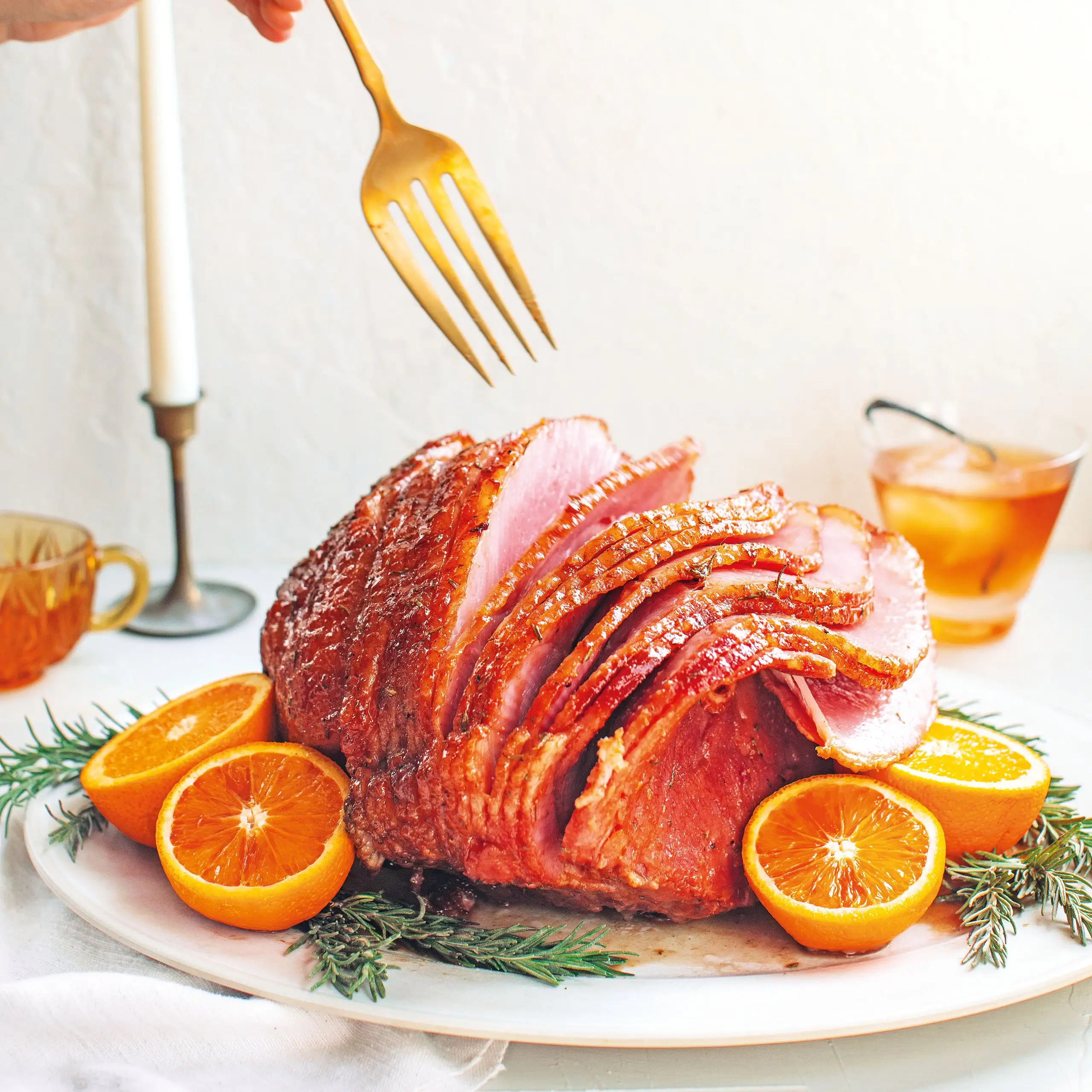 Ham com vidro de alecrim-bourbon