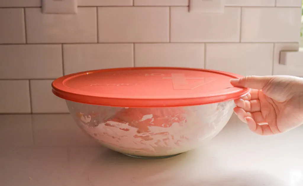 Letting the sourdough focaccia dough rest.' title='Sourdough Focaccia Recipe