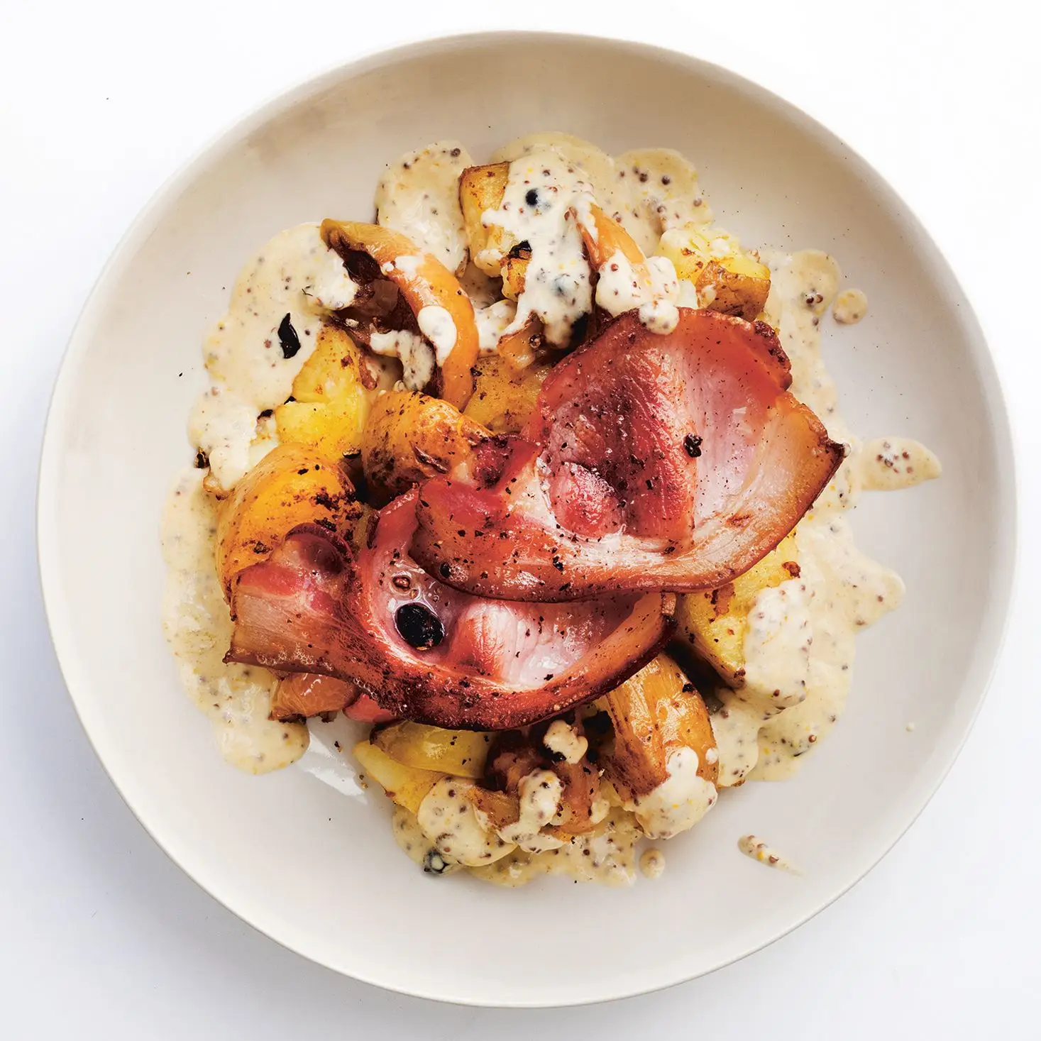 Maçãs, batatas e bacon