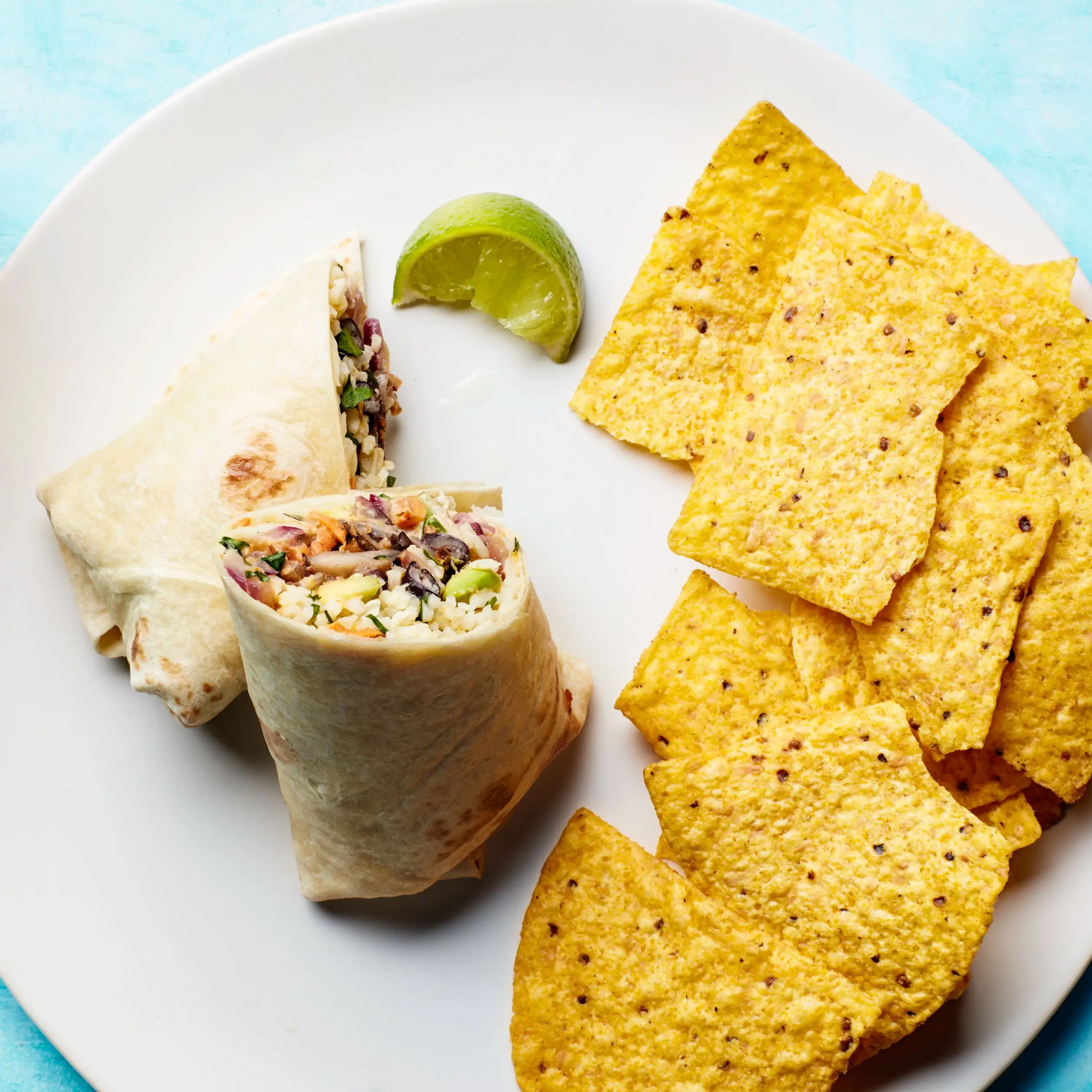 Potata -doce rápida, cogumelo e burrito de feijão preto