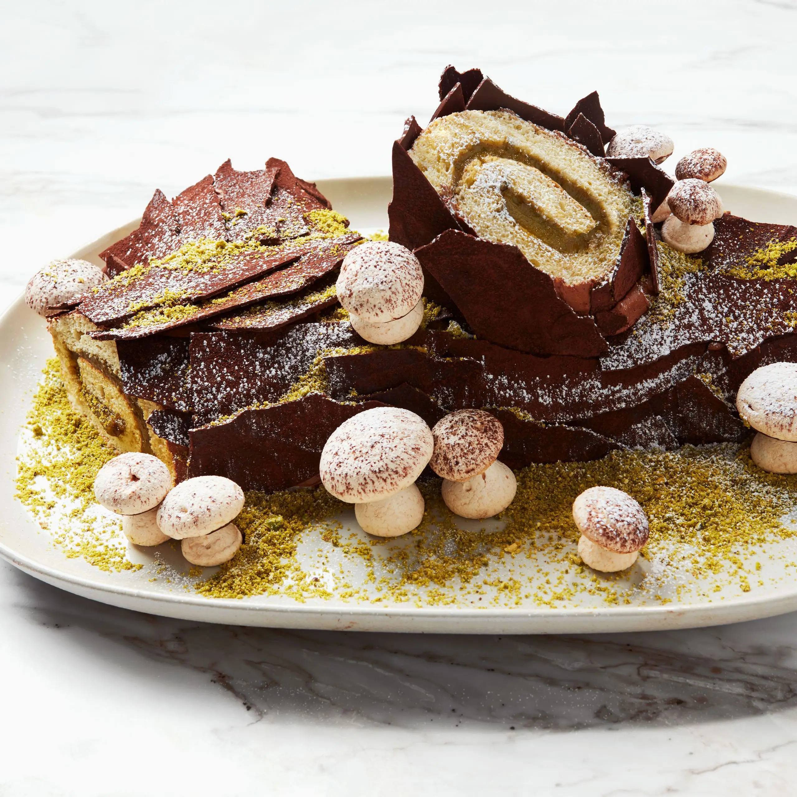 Cardamom-Pistachio Christmas Log