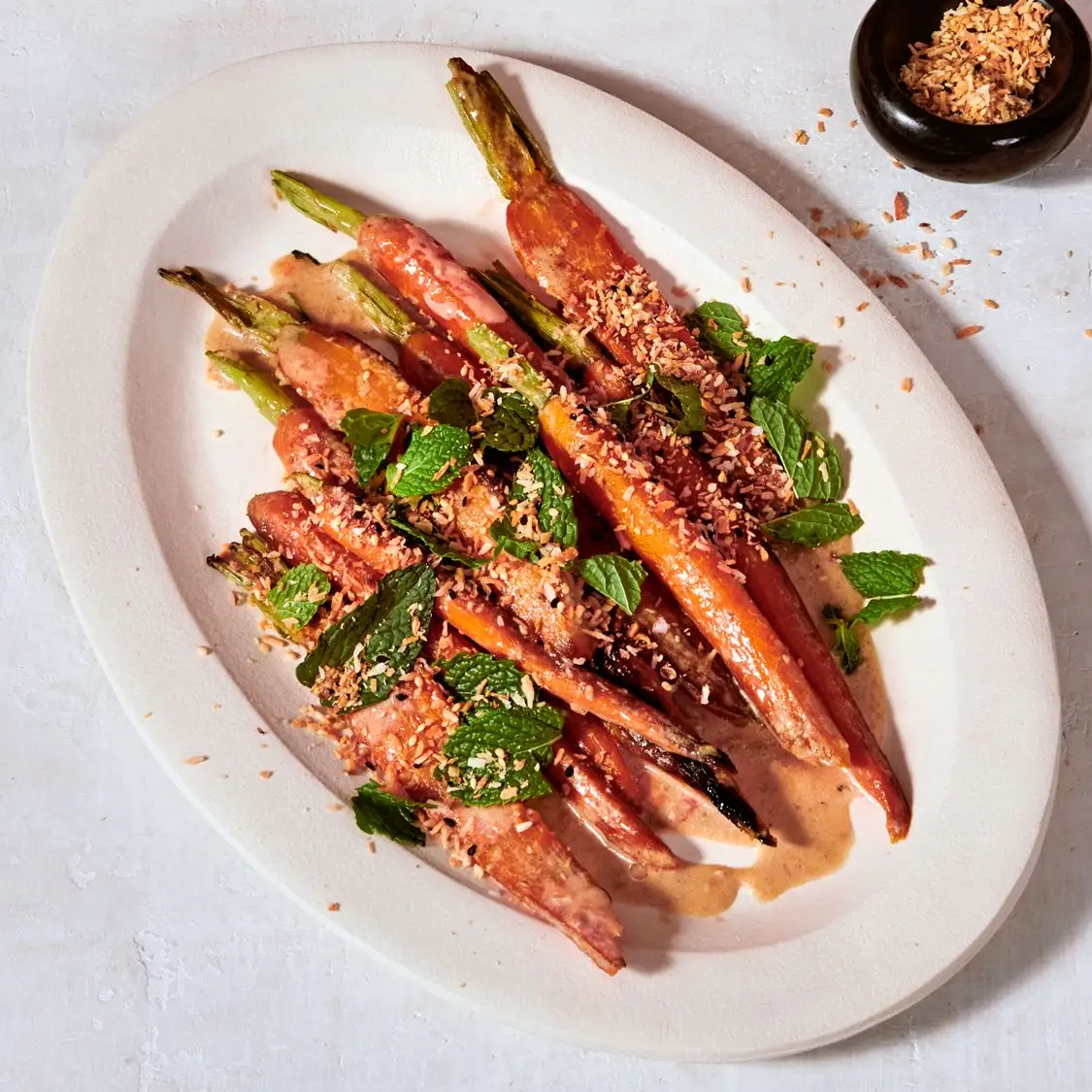 Cenouras de coco com coco com coco dukkah