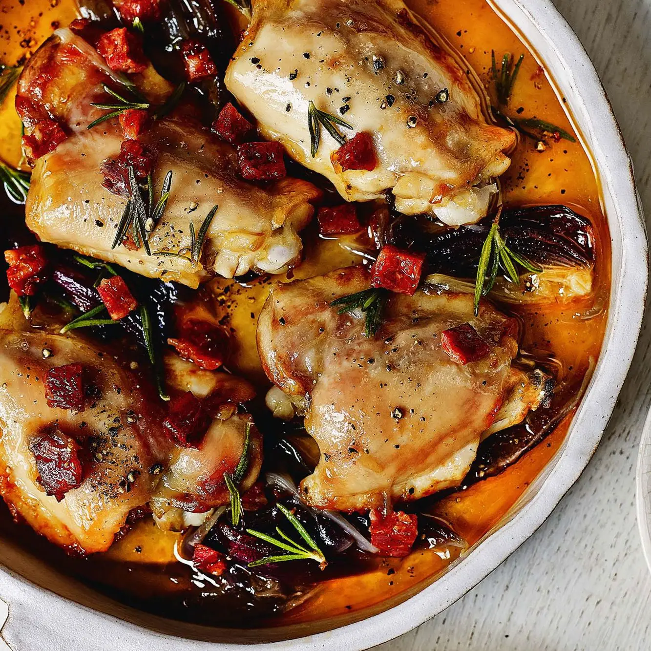 Frango e chouriço de um pote