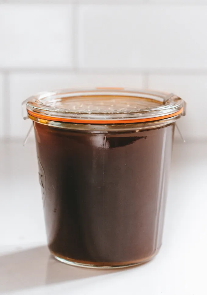 A Weck jar filled with homemade chai tea concentrate.' title='Iced Chai Latte Recipe
